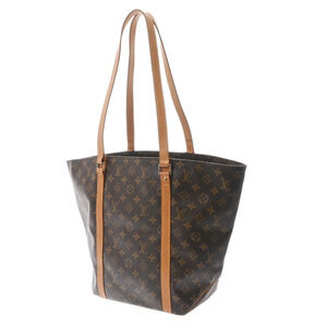 Louis Vuitton Sac Monogram Bag Canvas Shopping Tote Brown